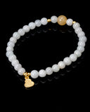 Gold Gord Charm White Bead Jade Bracelet