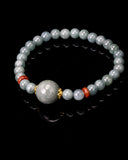 Small Beaded Large Bead Charm Jade Bracelet
