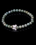 Silver Butterfly Green Beaded Jade Bracelet