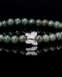 Silver Butterfly Green Beaded Jade Bracelet