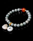 Heart Disk Charm Beaded Jade Bracelet