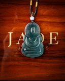 Icy Blue Water Meditating Buddha Jade Pendant