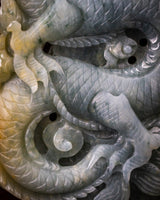 Blue/Yellow Laughing Buddha Flying Dragon Jade Pendant