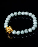 Gold Dragon Turtle Charm Beaded Jade Bracelet
