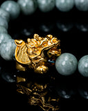 Gold Dragon Turtle Charm Beaded Jade Bracelet