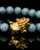 Gold Dragon Turtle Charm Beaded Jade Bracelet