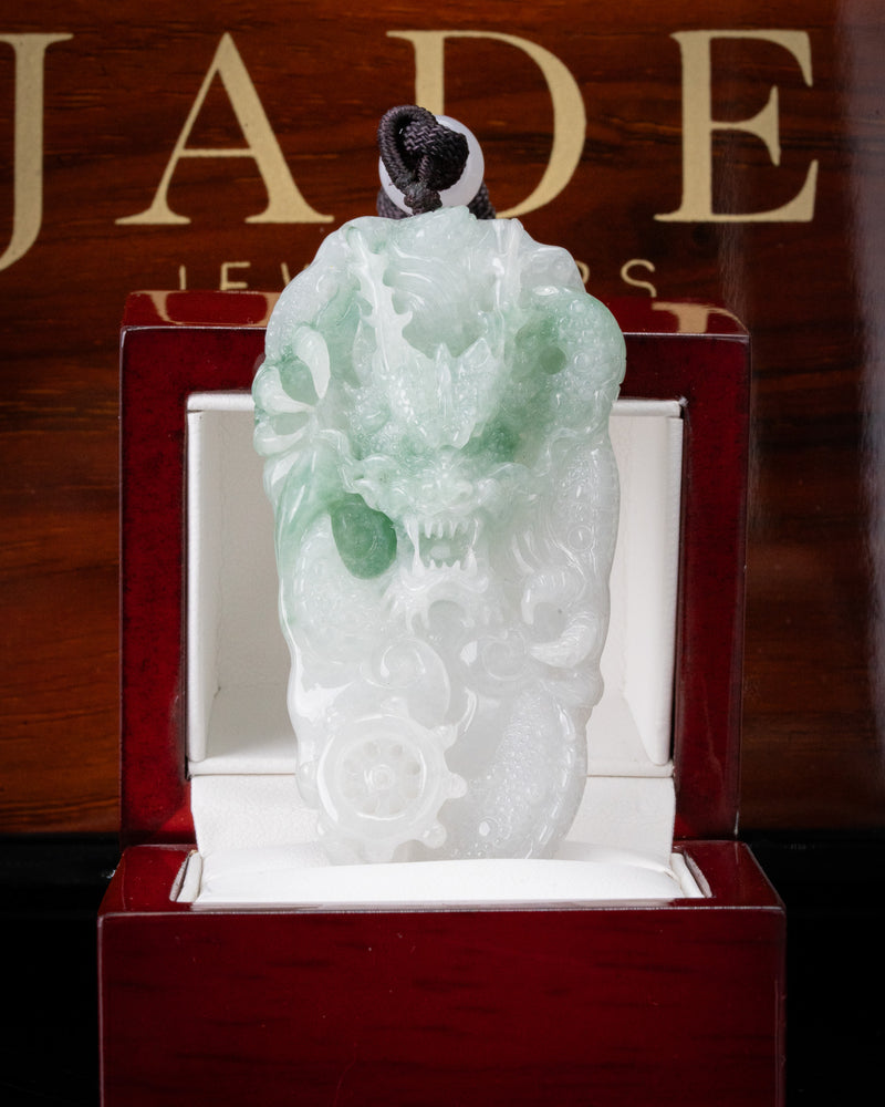 White/Green Flying Dragon Two-Toned Jade Pendant
