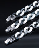 Black & White Cuban Link Jade Bracelet