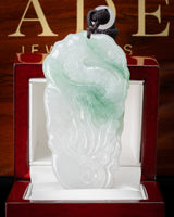White/Green Flying Dragon Two-Toned Jade Pendant