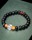 Crystal Tesseract Black Bead Jade Bracelet