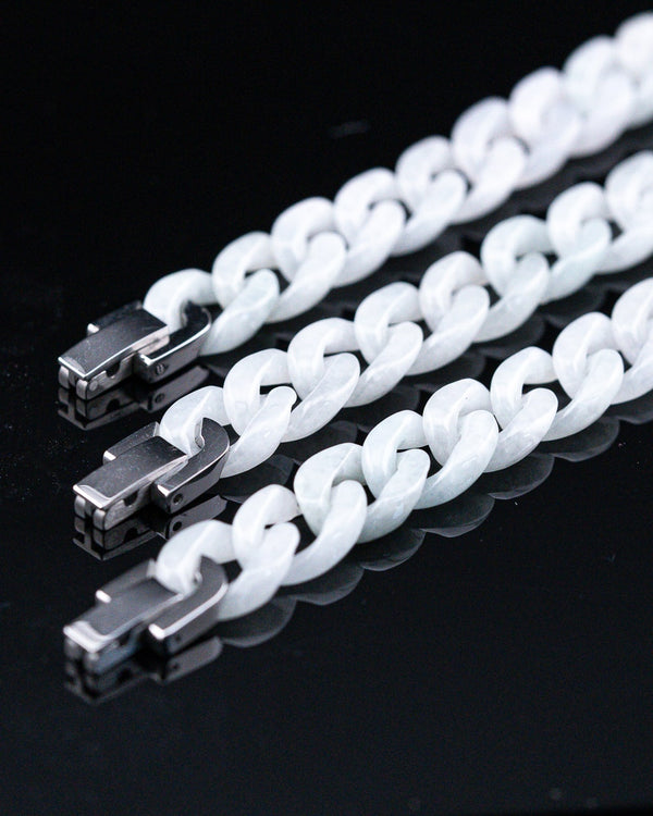 White Cuban Link Jade Bracelet