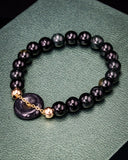 Black Donut Gold Chain Bead Jade Bracelet