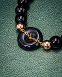 Black Donut Gold Chain Bead Jade Bracelet