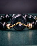 Black Donut Gold Chain Bead Jade Bracelet