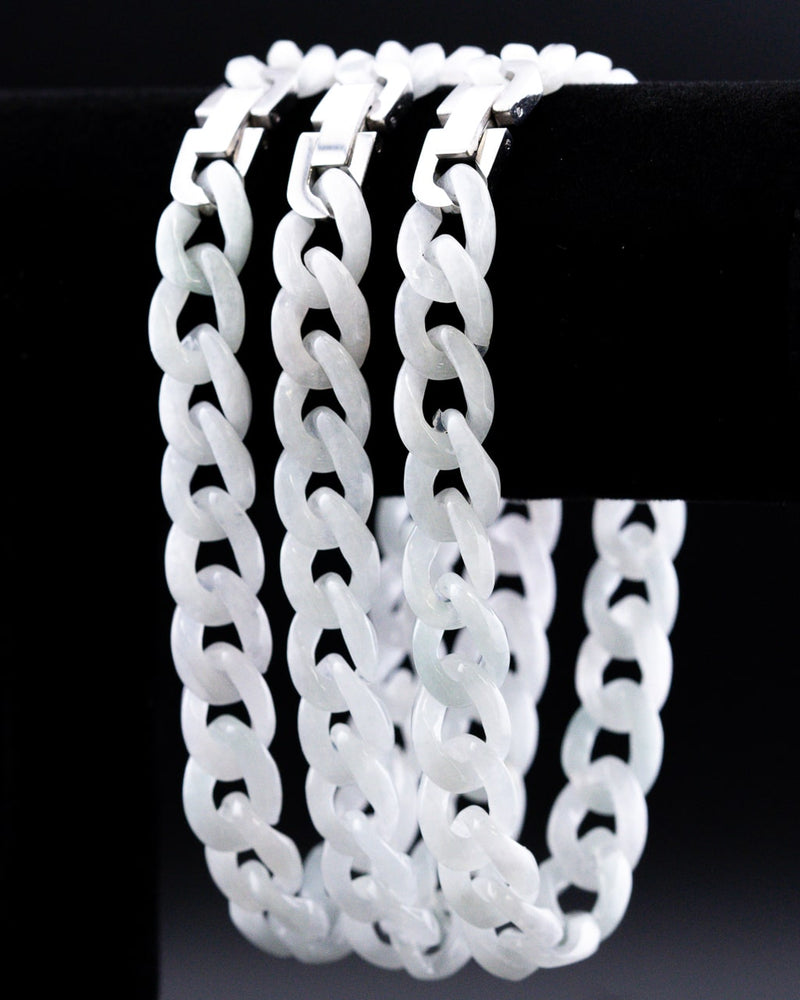 White Cuban Link Jade Bracelet