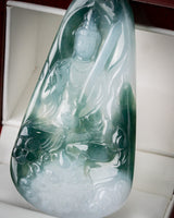 Icy Blue/White Meditating Buddha Jade Pendant