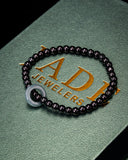 Blue Donut Charm Black Beaded Jade Bracelet