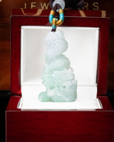 Green/White Dragon Pillar Jade Pendant