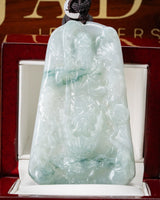 Blue/White Guan Gong Dragon Jade Pendant