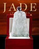 Blue/White Guan Gong Dragon Jade Pendant