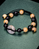 Black & Yellow Bead Disk Jade Rope Bracelet