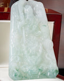 Blue/White Guan Gong Dragon Jade Pendant