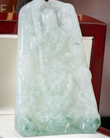 Blue/White Guan Gong Dragon Jade Pendant