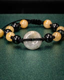 Black & Yellow Bead Disk Jade Rope Bracelet