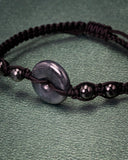 Black Disk Jade Bead Rope Bracelet
