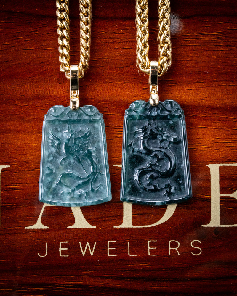 Micro Dragon/Phoenix Jade Pendant