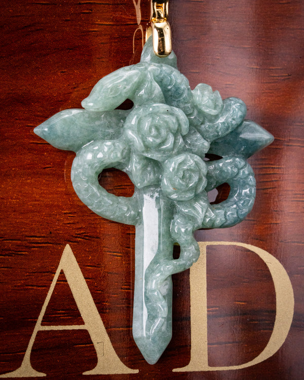 Serpent's Blossom Jade Pendant
