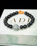 Yellow Gord Black Bead Jade Bracelet