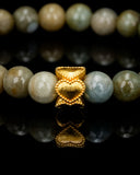 Gold Hearted Green Beaded Jade Bracelet