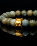 Gold Hearted Green Beaded Jade Bracelet
