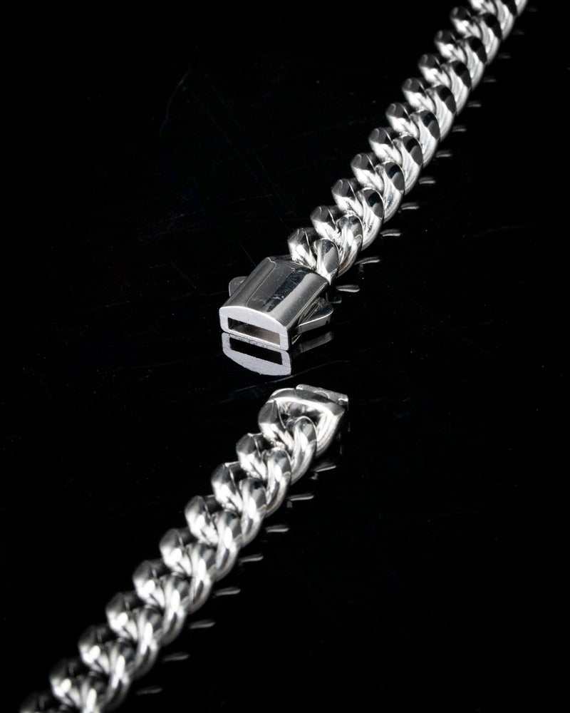 8mm White Gold Cuban Chain