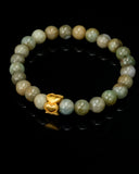 Gold Hearted Green Beaded Jade Bracelet