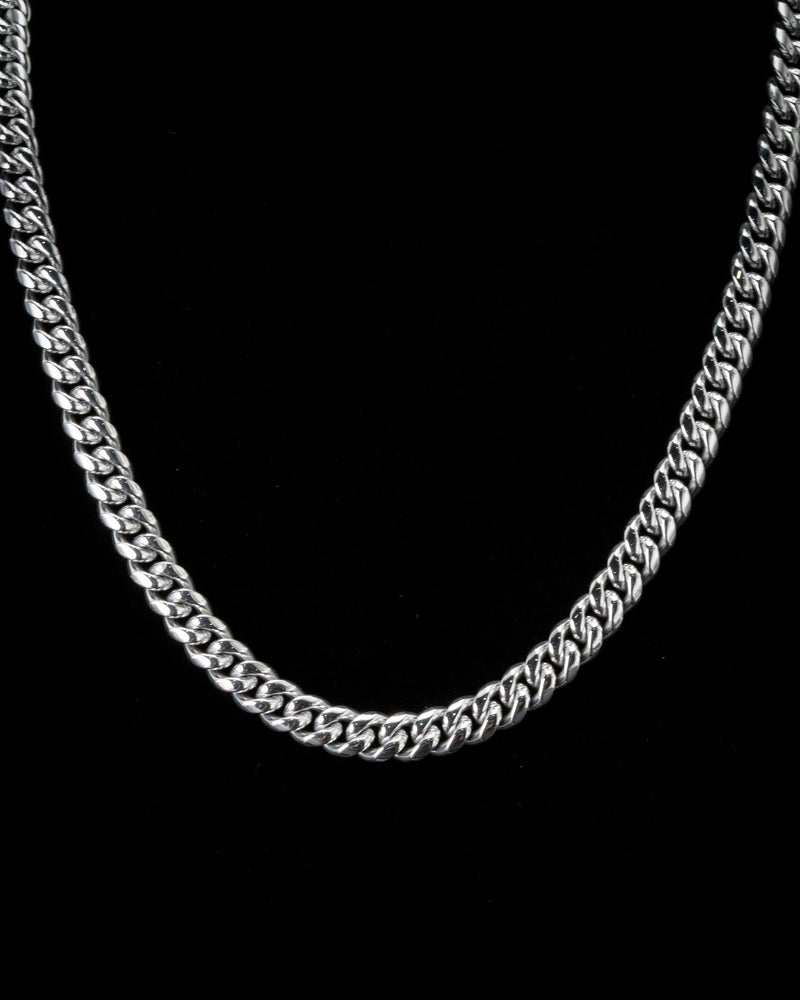 8mm White Gold Cuban Chain