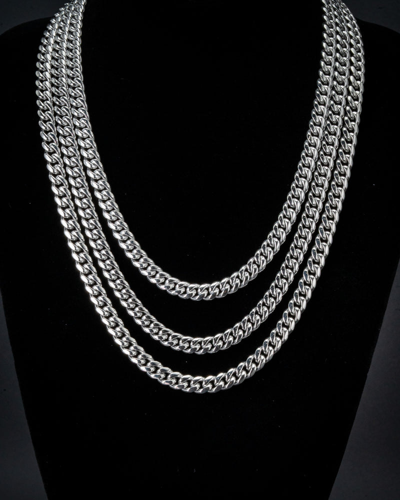 8mm White Gold Cuban Chain