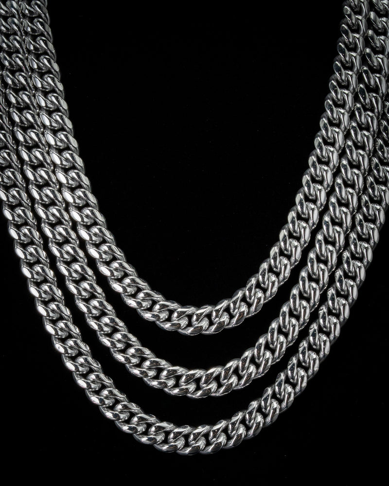 10mm White Gold Cuban Chain
