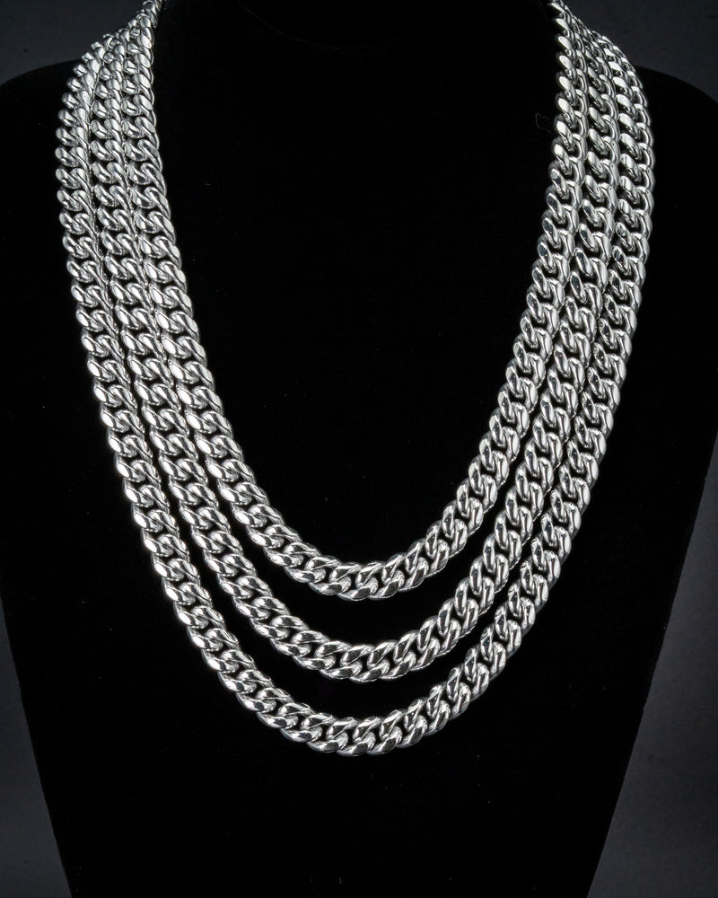 10mm White Gold Cuban Chain