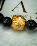Gold Dragon Ball Black Beaded Jade Bracelet
