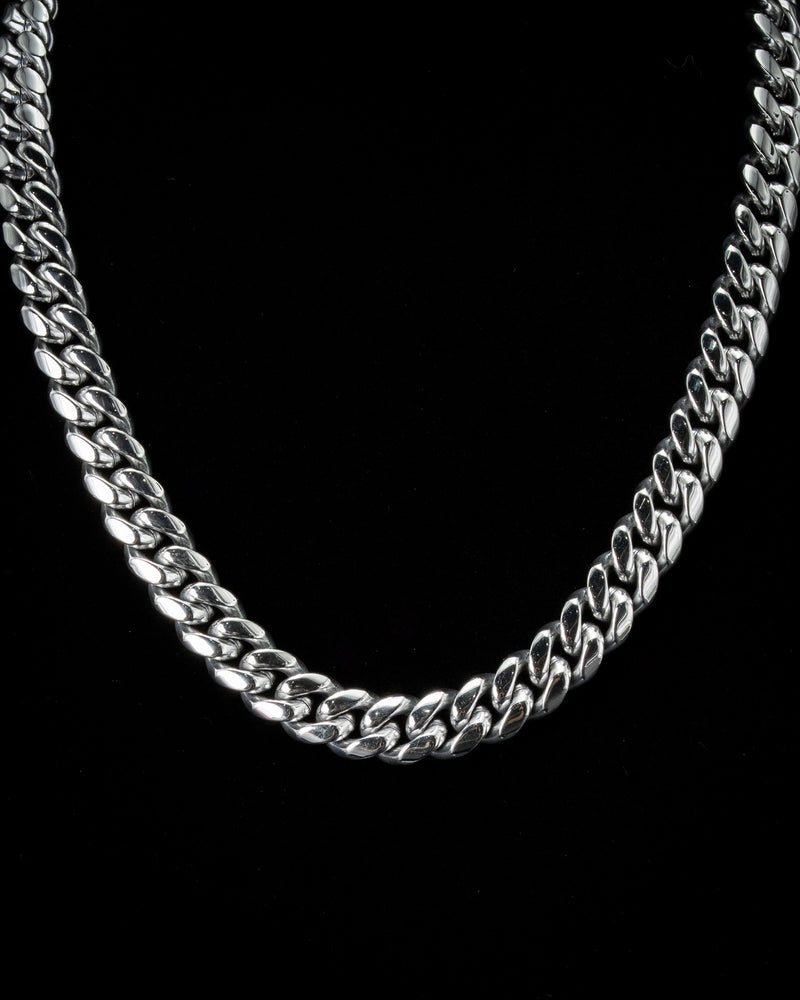 12mm White Gold Cuban Chain