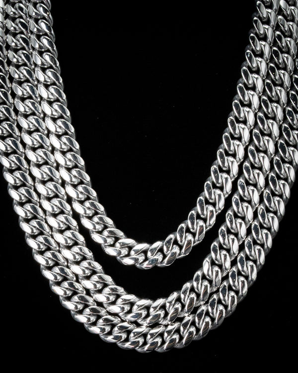 12mm White Gold Cuban Chain