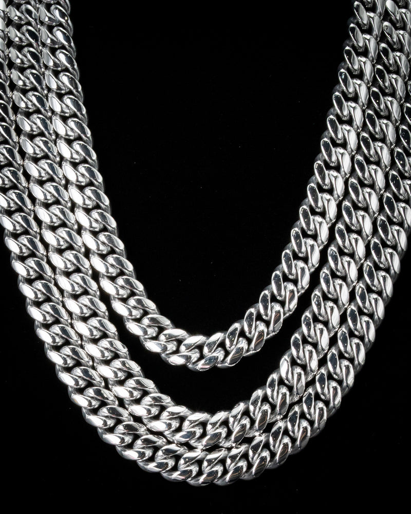 12mm White Gold Cuban Chain