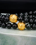 Gold Dragon Ball Black Beaded Jade Bracelet