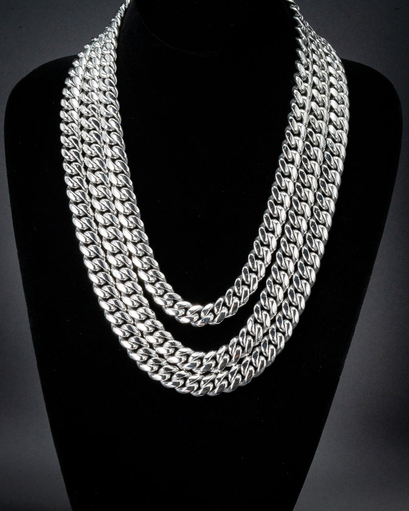 12mm White Gold Cuban Chain