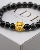 Dragon Head Beaded Black Jade Bracelet