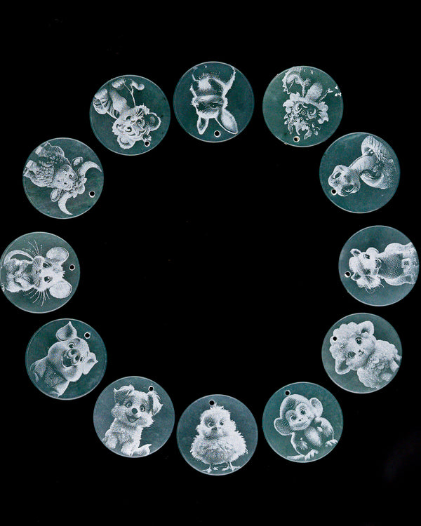 Laser Engraved Zodiac Jade Pendant Set