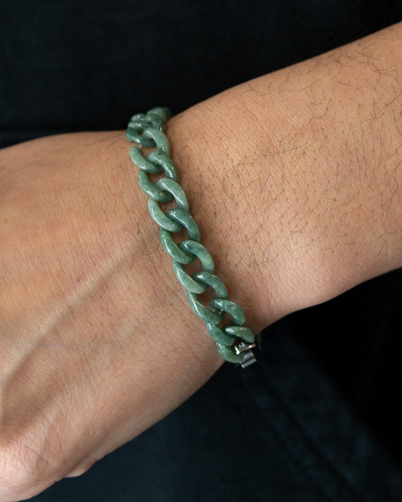 Green Cuban Link Jade Bracelet