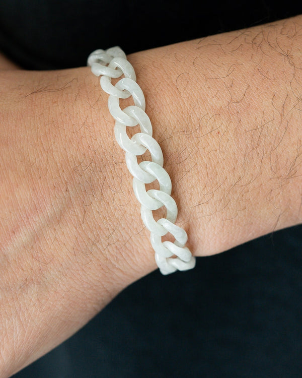 White Cuban Link Jade Bracelet